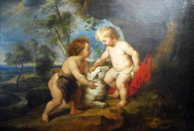 Peter Paul Rubens Infant Christ and St John the Babtist in a landscape France oil painting art